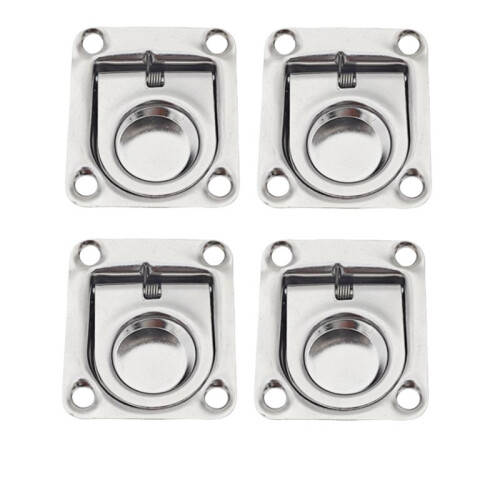4PCS Marine Recessed Pull Handle Stainless Steel 304 44x38mm Pull Handle Locking Pull Ring for Marine Boatn Yacht