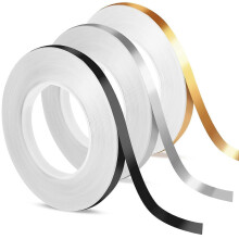 3 Rolls Metalized Polyester Film Tape 3/8'' W x 55 yds L Tape Gold Washi Tape Metallic Wall Border Tape Silver Decorative Tape Black Adhesive Mirror