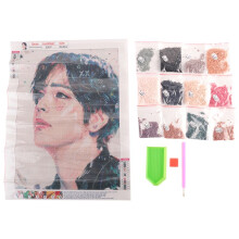 Bricolage Diamant Peinture Bangtan GarçOns Art Portrait Strass Plein Rond Mur Photo 30X40 Cm V