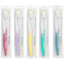 Extra Soft Toothbrushes (Regular Size Head), Periodontist Design Tapered Bristles for Sensitive Teeth & Receding Gums (5 Pack, Colors May Vary)