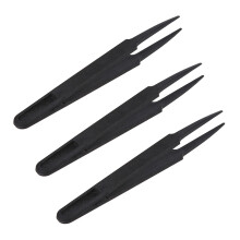 3X Black Plastic Anti-Static Tweezers Repair Tool