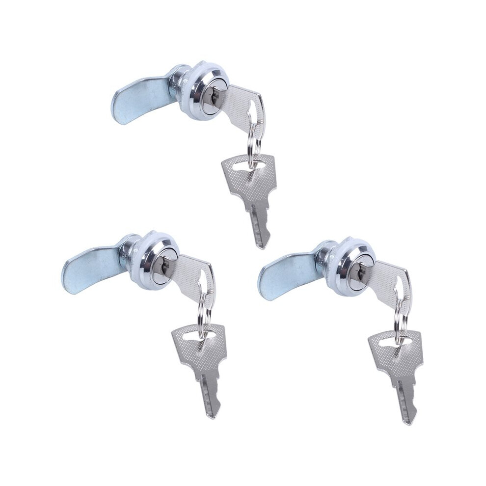 3X Useful Cam Locks For Lockers,Cabinet Mailbox,Drawers, Cupboards + Keys 4712017643311