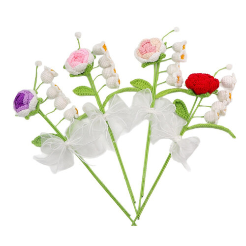 Die einzigartige handgefertigte Garnblumenkollektion „Rosen-Rot 1