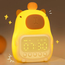 Capybara alarm clock with night light, suitable for waking children, children's alarm clock, with snooze function, sleep training alarm clock.