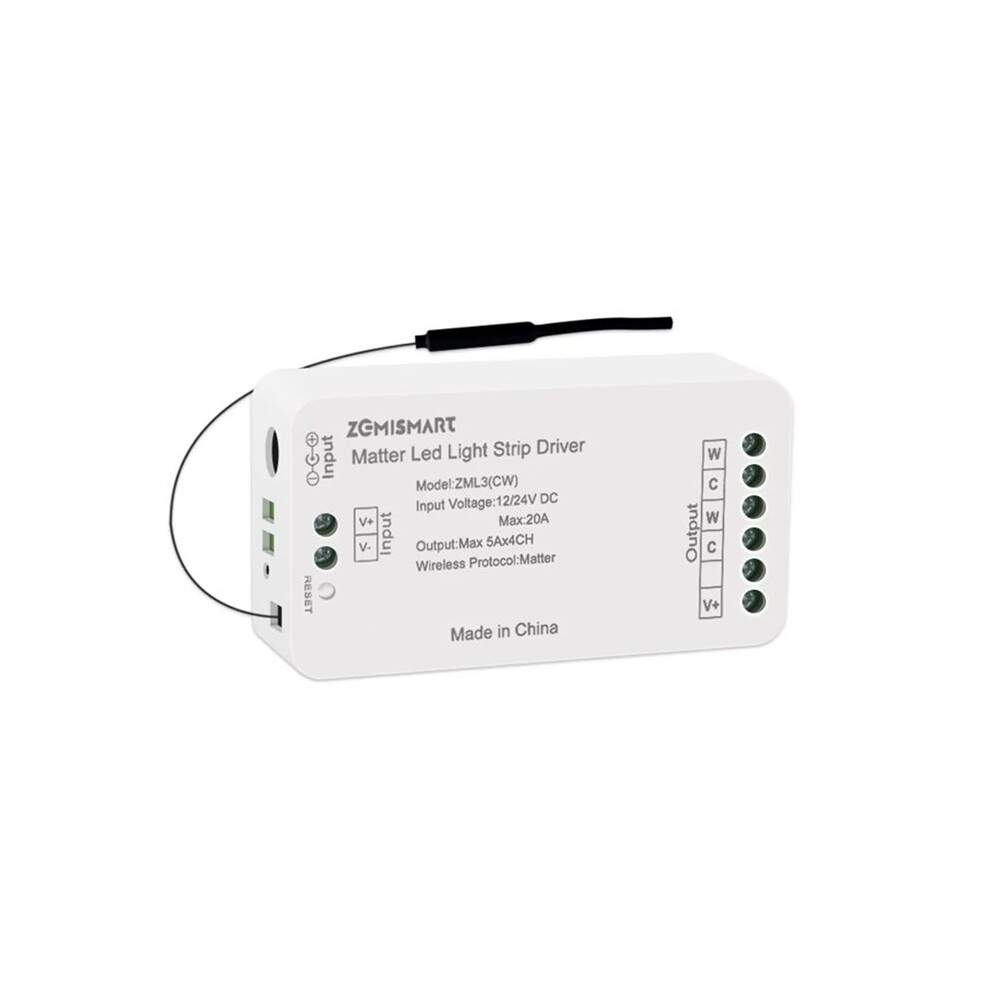 Zemismart Matter Wifi Led Strip Driver Cct Dc12v 24V Work With Tuya Homekit Smartthings For Home Alexa Light 6031035629991