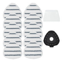 Lot de 10 Lingettes de Rechange pour Balai Plat, Lingette pour Balai Ă Franges Rotatives, Recharges pour Balai EasyWring, 1 Base de Balai et 1