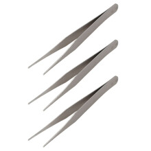 3X Fine Point Silver Ton Spetsiga Raka Pincett 4 1/2 Tum