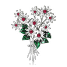 Elegante Gänseblümchen-Brosche mit Strasssteinen für Damen-Weiß