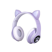 Cute Cat Ear  Compatible Headset with LED Wireless Headset Stereo Folding Sports Headset with Microphone