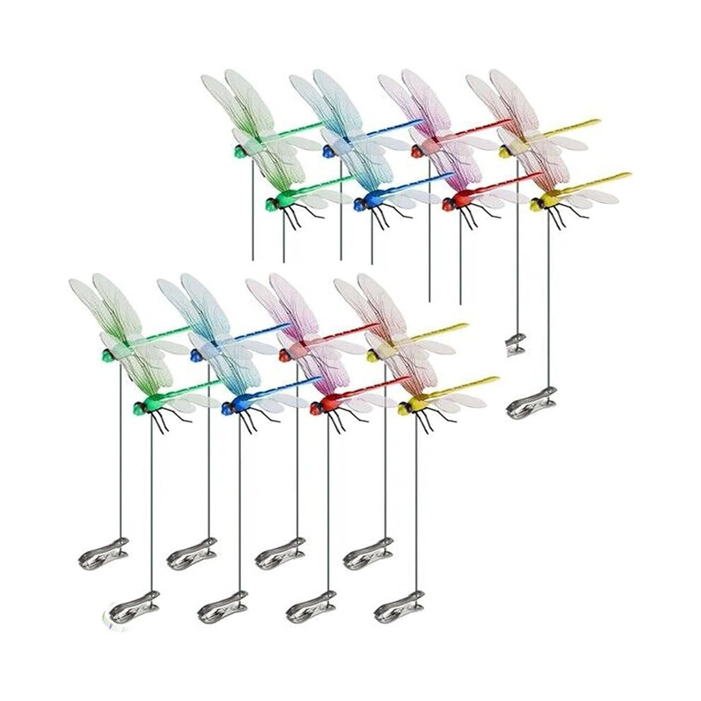 Dragonfly Clip,3D Dragonfly Garden Stakes Decor,Dragonfly Garden Decor Clip,For Outdoor Indoor Fake Plastics Dragonfly 6031945953339