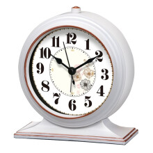 Elegant Vintage Metal Desk Clock with Quartz Movement for Home White