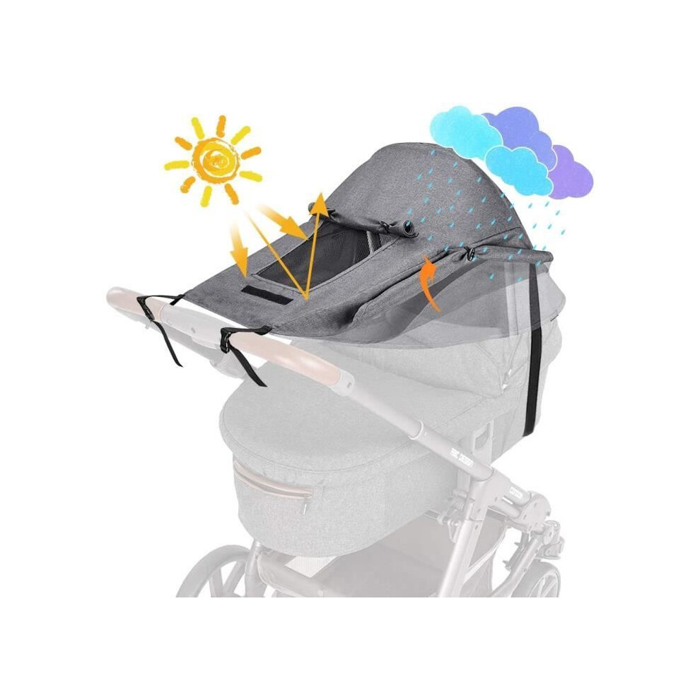 Stroller Sunshade, Canopy Sunshade For Bassinet/Pram, Uv 50+ Adjustable Sun Protection Bassinet - Grey