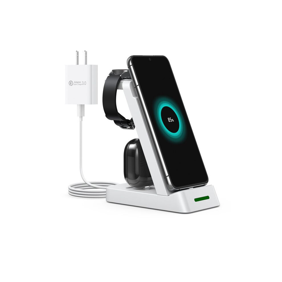 Inf 3-In-1 Wireless Charger For Phone, Smartwatch, Charging Cable White 3314363103016