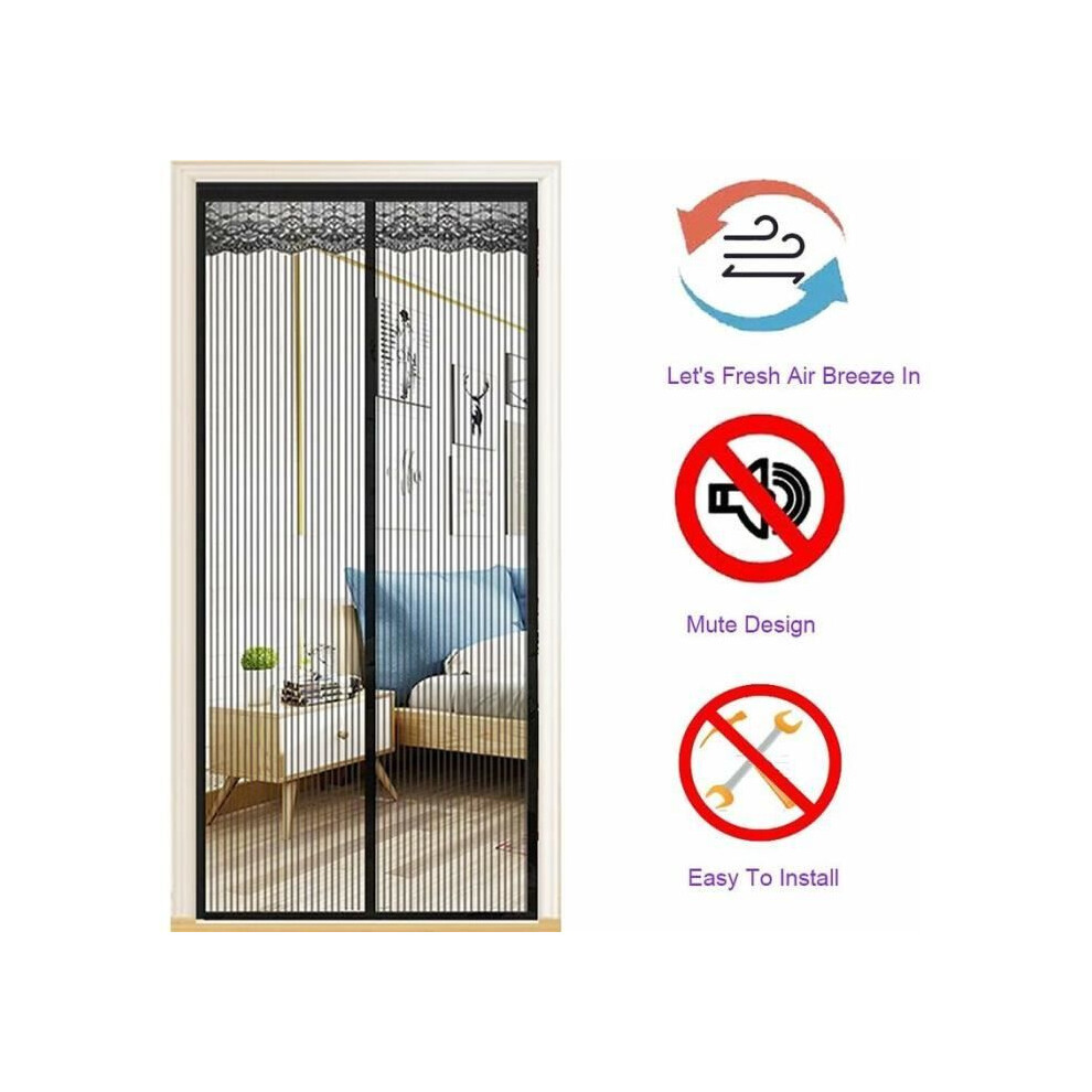 Mosquito Net - Yyv - 140X210cm - Fiberglass - Magnetic Fastening - Black 5993662248734