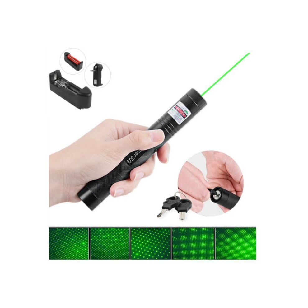 Laser 303 5Mw Green Laser Pointer Pen Powerful Laser Light Pen 4000Mah 18650 Battery + Charger 4906161405592
