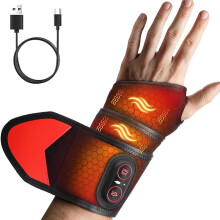 Rechargeable Heated Wrist Brace with Massage & Red Light Therapy for Pain Relief, Adjustable and Cordless