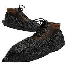 Outdoors Waterproof Shoe Covers - Non-Slip, Disposable CPE Boot Covers, Black 100 Pack