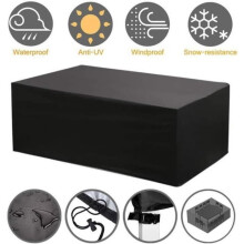 Housse de protection pour salon de jardin - Tissu Oxford anti-vent/pluie - 213x132x74cm - Noir