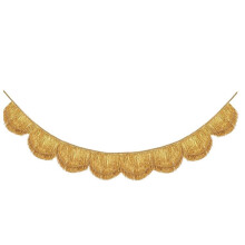 Gold Scalloped Layered Fringe Banner 5.9 Ft Perfect for Bachelorette, Birthday Parties, HBD Decor, Photo Booth Backdrop