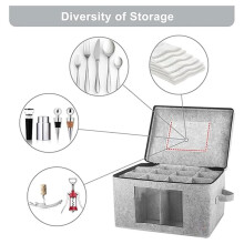 Wine Glass Storage Box with Lid, Hard Shell Stemware Storage Container with 12 Dividers,Glassware Packing Box