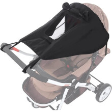 Sonnenschutz für Kinderwagen mit Dachfenster und Doppelflügeln – wasserdichtes Sonnendach mit UPF50+ UV-Schutz (Schwarz)