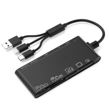 CF/2xSD/2xTF/MS/XD Multi-Card Reader Multi-Function Card Reader with Simultaneous Reading for Windows Linux OS
