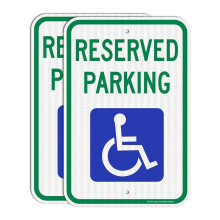 2pcs Reserved Handicap Parking Sign with Wheelchair Picture, 18 X 12 Engineer Grade Reflective Sheeting, Rust Free