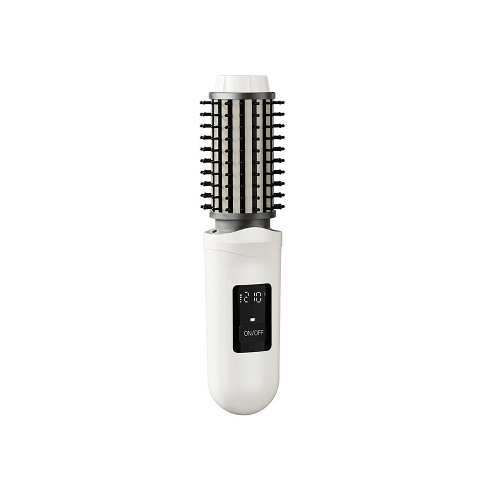 White Portable Cordless Curling Iron Hair Brush,2600Mah Rechargeable Hair Curler,Wand With Negative Ion For Curl,Styling