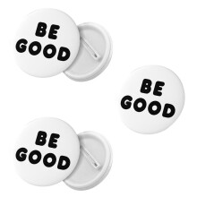 Conjunto de Pins e Botões "Seja Bom", Broches Circulares Anti-Gelo, Pins Redondos de 2,5 cm para Decoração de Roupas e Bolsas, Pacote com 5