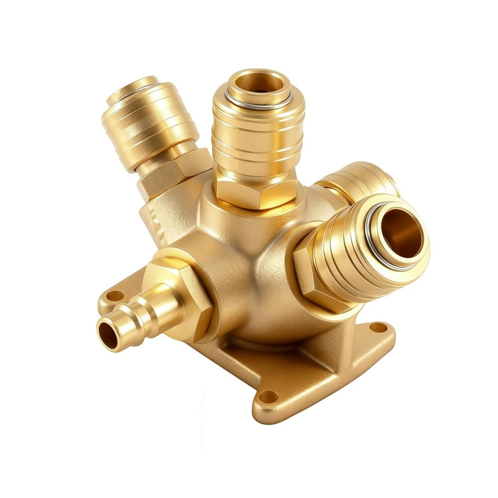 Compressed Air Distributor Wall Socket, Compressed Air Distributor, Brass,5 Compressed Air Coupling 6031665781274