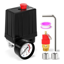 4-Way Air Compressor Pressure Kit, 1/4" NPT, 90-120 PSI, 110V-240V, with Safety Valve