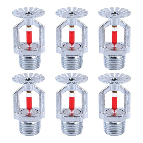 Testa Sprinkler Antincendio da 6 Pezzi - Rame Cromato, 1/2" NPT 155 (68C) Tipo Pendente, K80 Risposta Rapida Automatica