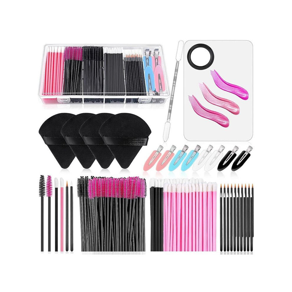 Disposable Makeup Applicators Kit with Triangle Puff Mixing Palette, Supplies Disposable Mascara Wands, Lip Brushes