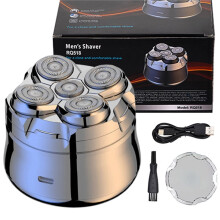 Magnetic Adsorption Electric Shaver with Travel Lock 2 Speed 5D Floating Blade Bald Hair Clipper Rechargeable Grey