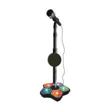 Microphone à Bascule pour Enfants avec Support, Instrument de Musique pour Karaoké, Jouet Éducatif et Stimulant Cérébral, Noir