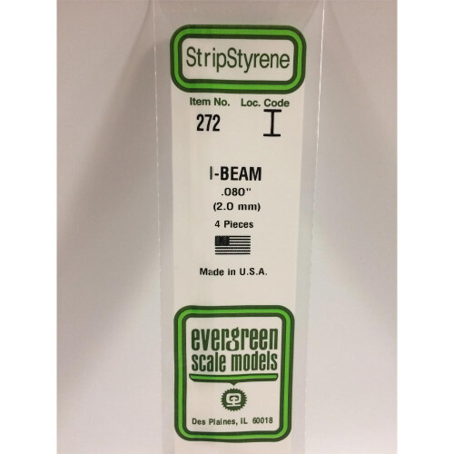 Evergreen Evergreen 272 - 0.08"/2.0mm Polystyrene I-Beams 14"/35cm 4 pcs
