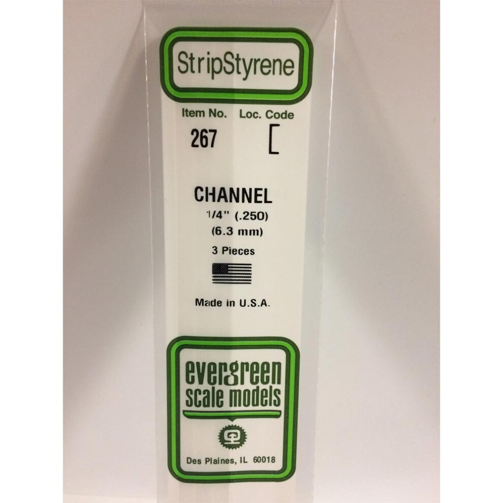Evergreen 267 - 0.25"/6.3Mm Polystyrene Channels 14"/35Cm 3 Pcs