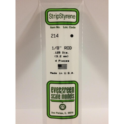 Evergreen Evergreen 214 - 0.125"/3.2mm Polystyrene 14"/35cm Rods 4pcs