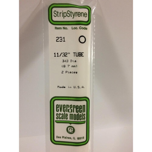 Evergreen Evergreen 231 - 0.344"/8.3mm Polystyrene 14"/35cm Tubes 2pcs