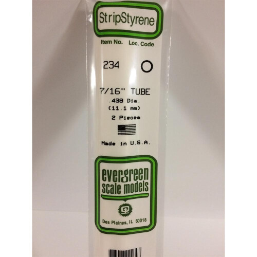 Evergreen Evergreen 234 - 0.438"/11.1mm Polystyrene 14"/35cm Tubes 2pcs
