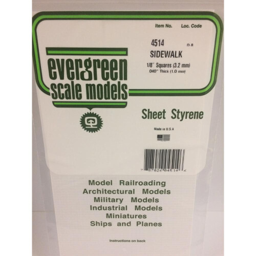 Evergreen Evergreen 4514 - 1/8" x 1/8" Polystyrene Sidewalk Pavement Sheet 6" x 12"