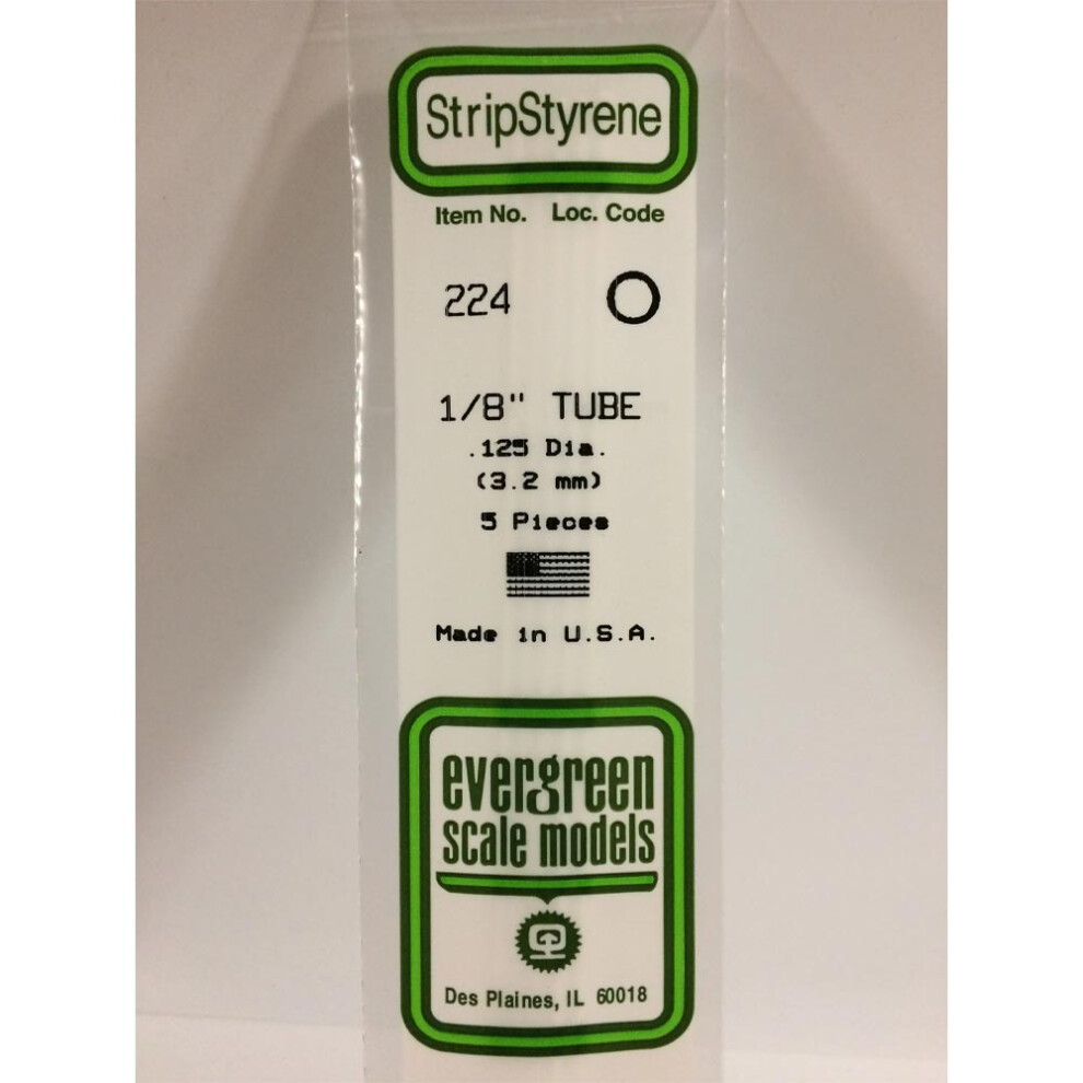 Evergreen 224 - 0.125"/3.2Mm Polystyrene 14"/35Cm Tubes 5Pcs