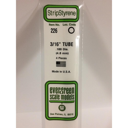 Evergreen Evergreen 226 - 0.188"/4.8mm Polystyrene 14"/35cm Tubes 4pcs