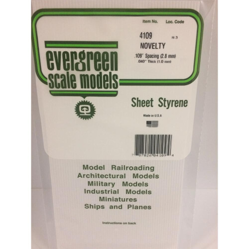 Evergreen Evergreen 4109 - 0.109" Polystyrene Novelty Siding Sheet 6" x 12"