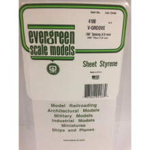 Evergreen 4188 - 0.188" Polystyrene V Groove Siding Sheet 6" x 12"