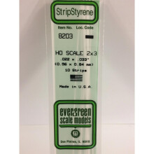 Evergreen 8203 - 0.022" x 0.033" Polystyrene HO-Scale Strips 14"/35cm 10pcs