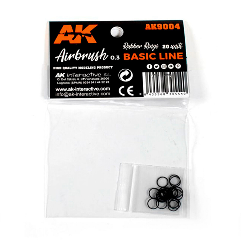 Ak Interactive 9004 Rubber Rings - 20 Units (Airbrush Basic Line 0.3) 8435568305540