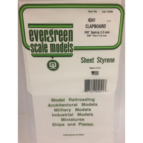 Evergreen Evergreen 4041 - 0.040" Polystyrene Clapboard Siding Sheet 6" x 12"