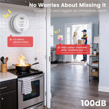 Tuya Home WLAN-CO-Melder mit Akustischem und Optischem Alarm, Hochempfindlichem Kohlenmonoxid-Alarmsensor, US-Stecker