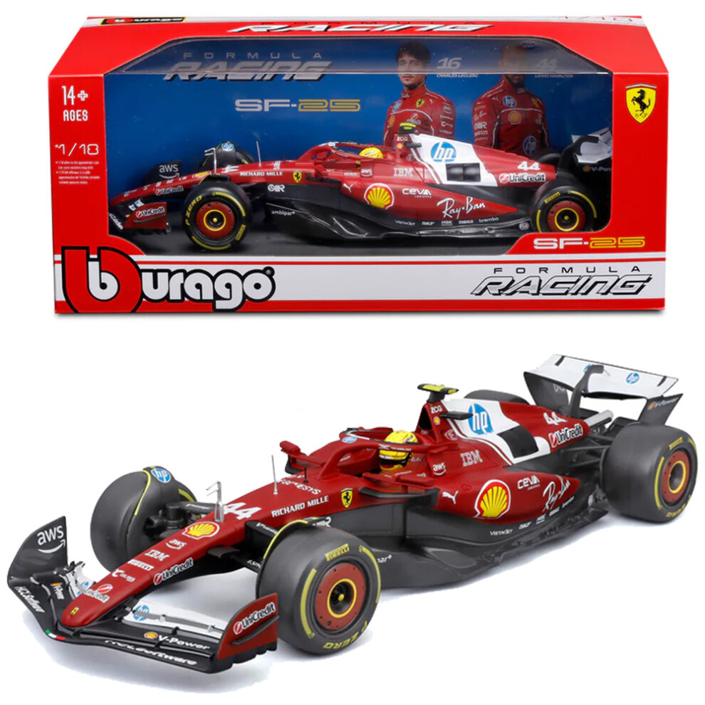 Photos - Toy Car Bburago F1 Ferrari SF-25  Lewis Hamilton w/Helmet 1:18 Diecast Model B18-16816H  2025